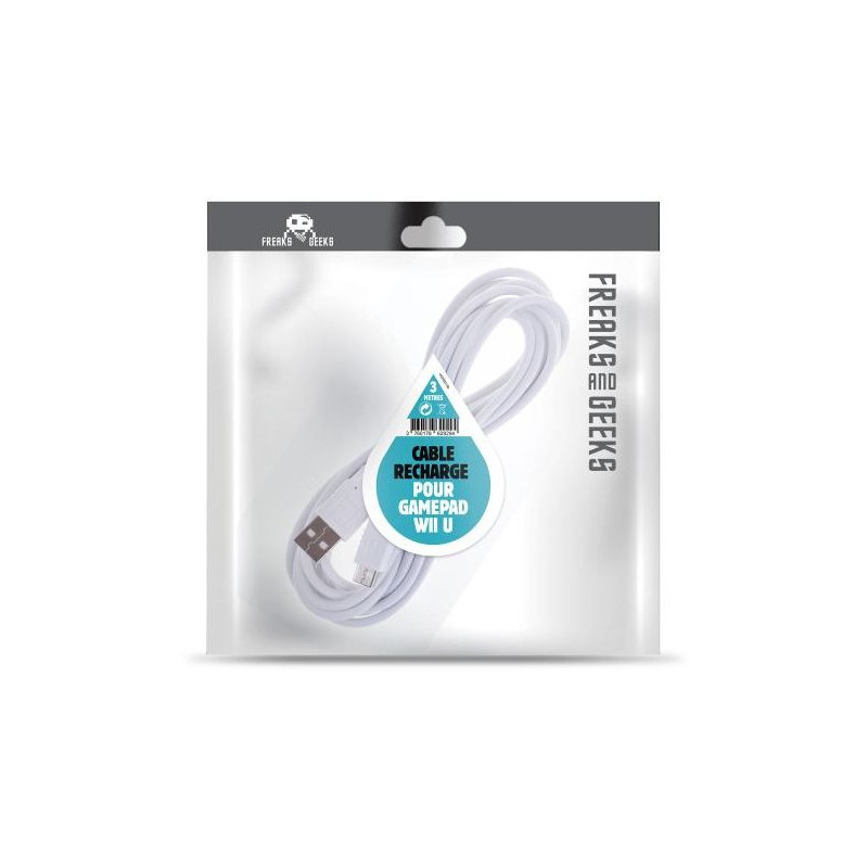 CABLE RECHARGE USB BLANC POUR NINTENDO WII U 3 M - FREAKS AND GEEKS