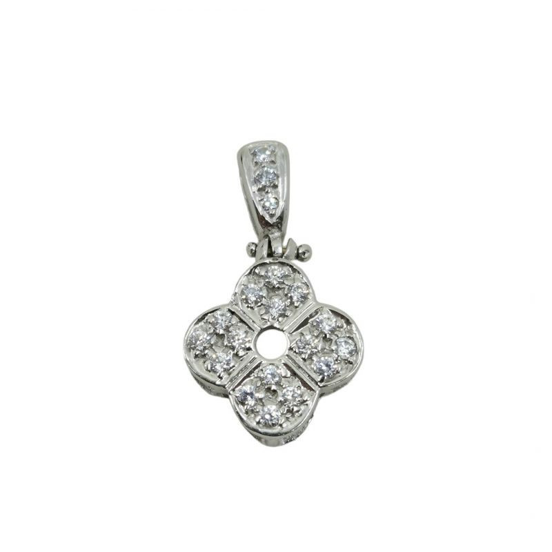 PENDENTIF OR BLANC TREFLE 18CT 3.39GRS