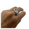 BAGUE OR BLANC 18CT SAPHIR ET DIAMANTS  GRS T55