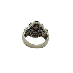 BAGUE OR BLANC 18CT DMT ET SAPHIR 7.5 GRS T57