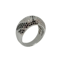 BAGUE OR BLANC 18CT DMT NOIR ET BLANC 8.13 GRS T55