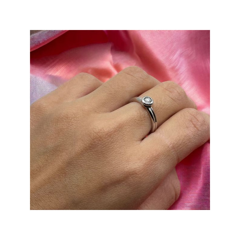 BAGUE OR BLANC 18K DIAM 3.88 T52