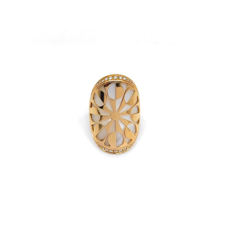 BAGUE INTARSIO BVLGARI NACRER OR ROSE 18K DIAMANTS