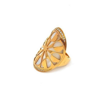 BAGUE INTARSIO BVLGARI NACRER OR ROSE 18K DIAMANTS