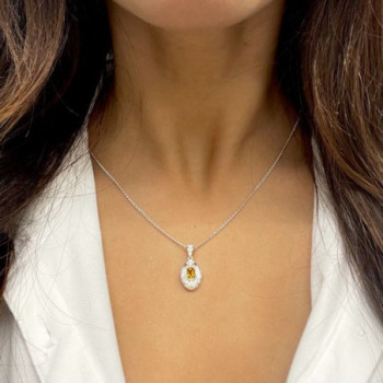 COLLIER OR BLANC 18K CITRINE/DIAM JAHAN 8.48