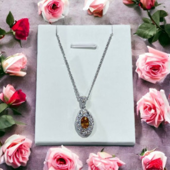 COLLIER OR BLANC 18K CITRINE/DIAM JAHAN 8.48