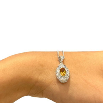 COLLIER OR BLANC 18K CITRINE/DIAM JAHAN 8.48