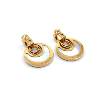 BOUCLES D OREILLES INTARSIO BVLGARI NACRE OR ROSE 18K DIAMANT