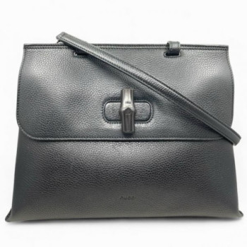 SAC GUCCI BAMBOO EN CUIR NOIR + BANDOULIERE 