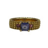 BAGUE EN OR  JAUNE 18CTS IOLITE ET TOURMALINES ROSES 6.80GRS T.54