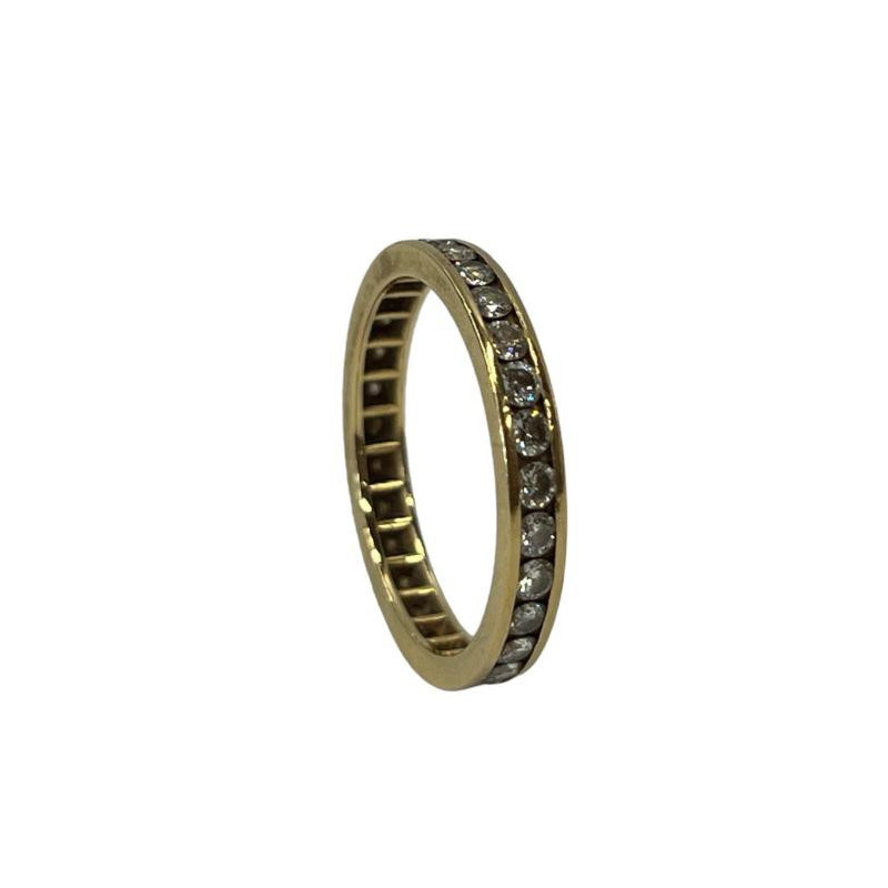 BAGUE RIVIERE OR JAUNE 18K 29 DIAMANTS 1.36CTS AVEC CERTIFICAT