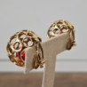 BOUCLES D OREILLES  CLIPS OR JAUNE 18CTS 2 BILLES CORAIL 10MM 13.41GRS GRAND MODELE