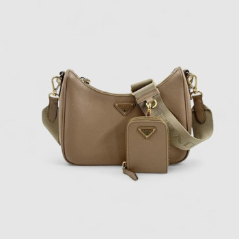 SAC PRADA RE EDITION CUIR SAFFIANO BEIGE FULLSET