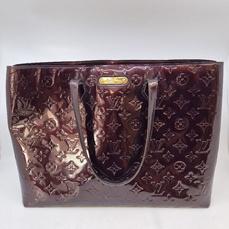 LOUIS VUITTON AMARANTE MONOGRAM VERNIS WILSHIRE MM BAG