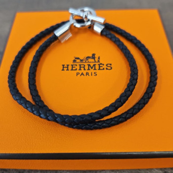 HERMES BRACELET GLEMAN DOUBLE TOUR NOIR