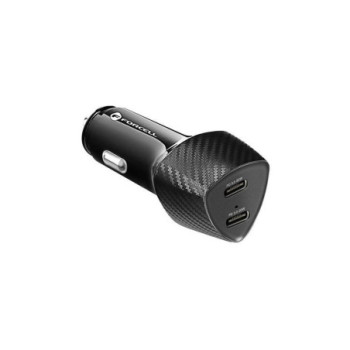 CHARGEUR VOITURE DOUBLE USB-C 40W POWER DELIVERY ELEGANT FORCELL NOIR CARBONE