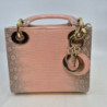 SAC LADY DIOR MINI LEZARD ROSE