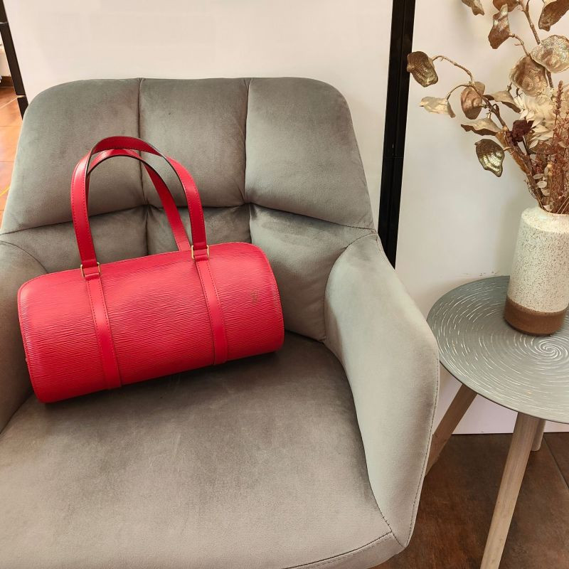 SAC A MAIN LOUIS VUITTON SOUFFLOT MM CUIR EPI ROUGE