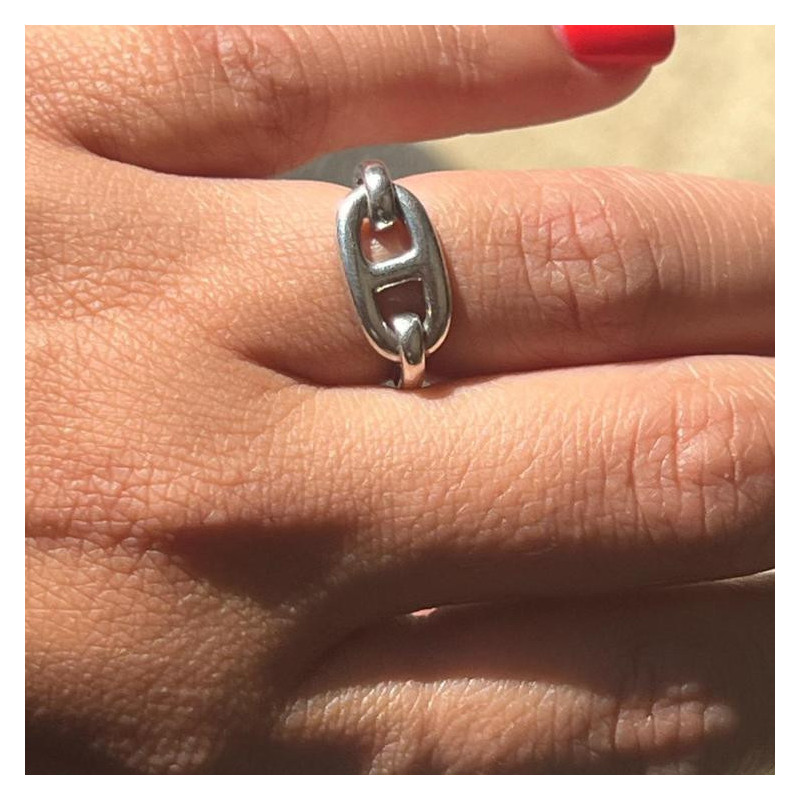 HERMES BAGUE ANCRE T47 ARGENT